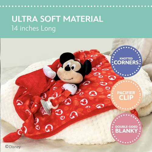 Image of KIDS PREFERRED Disney Baby Mickey Mouse Plush Stuffed Animal Snuggler Lovey Security Blanket 13.18 inch x 13.18 inch x 3.5 inch