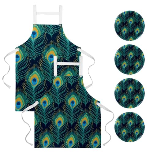 Lot de 2 tabliers de cuisine réglables avec broches pour restaurant et bar