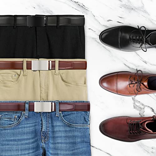 Mio Marino Mens Belt - Simple Adjustable Linxx Buckle with Genuine Leather - Modern Dress Ratchet Belts for Men - 2 Pack3