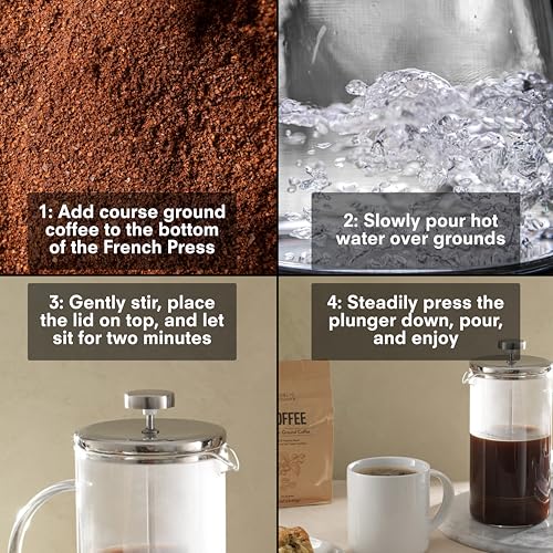 Public Goods 34 oz. French Press Coffee Maker | 1 Liter High-Heat Borosilicate Glass French Press | Heat-Resistant, Durable, Dishwasher Safe - Image 5