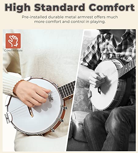 Image of Vangoa 5 String Banjo 26 Inch, MINI Travel Banjo Beginner Kit with Remo Head, Open Back & Closed Solid Back with beginner Kit, Comfortable Carrying Bag