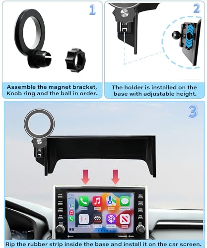 Image of Car Phone Holder for Toyota RAV4 2022 9 inch Screen Accessories | MagSafe Strong Magnetic Clip-On Cell Phone Mount, 360 Rotatable Hands-Free Holder, Not Block Air Vents