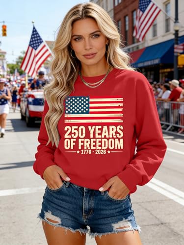 Image of PECHAR USA Sweatshirt Women American Flag Sweater 4th of July Shirts Patriotic Sweater Fourth of July Pullover