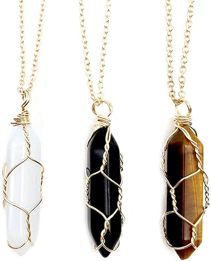 3Pcs Crystal Pendant Necklaces, Opal 