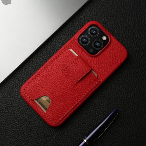Fente pour porte-carte pour étui iPhone 15 Pro cuir rouge iPhone 14 Pro Max
