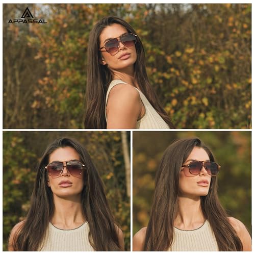 Retro Aviator Sunglasses Womens Men Vintage Double Bridge Square Sun Glasses AP37223