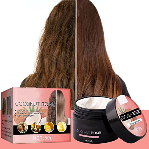 Mascarilla para el Cabello, Coconut Hair Mask, Fórmula de Aceite de Coco para el Cabello, para Cabello Seco Dañado Puntas Abiertas, Mantiene El Cabello Alineado, Nutrido, Fuerte, Saludable