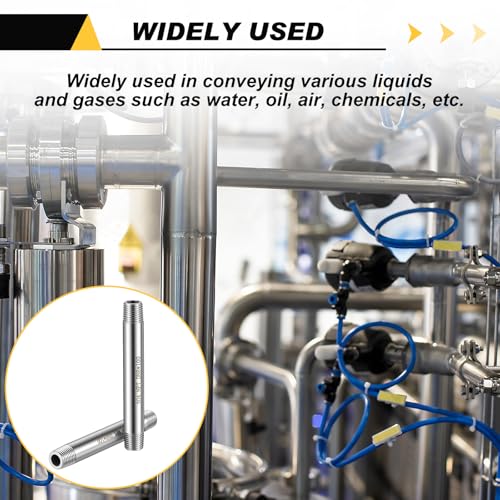 Image of 4 Pcs 304 Stainless Steel Pipe Fittings 1 /4 inch NPT x 1 /4 inch NPT Male Threaded 4 inch Length Nipple Cast Pipe Fittings for Oil Air Fuel