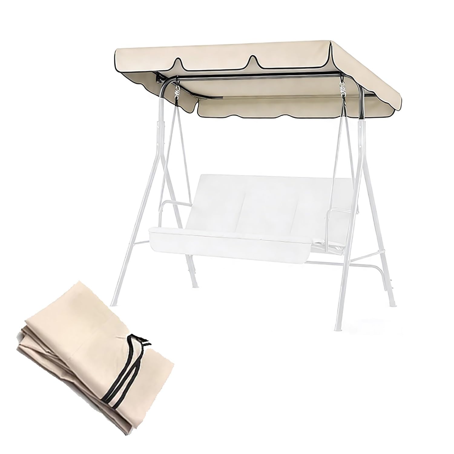 YCXHGK Universal Swing Canopy Replacement, Outdoor Sun Shade Awning Cover, 2/3 Seater Porch Hammock Top Canopy Cover, Waterproof Swing Top Cloth(White,142x120cm/56x47in)