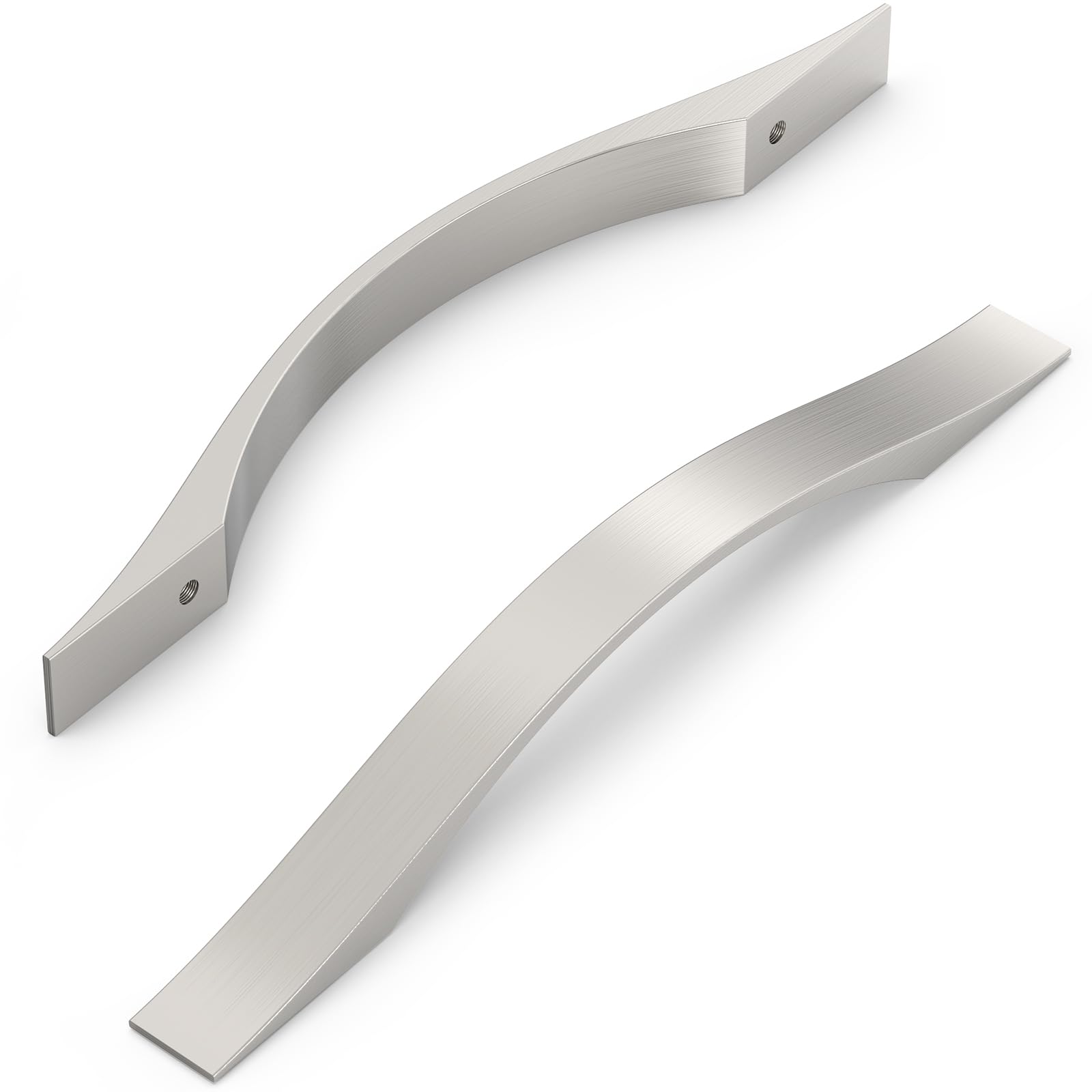 FURNIWARE Pack of 10 Cabinet Handles, Furniture Handles, Brushed Satin Nickel, 128 mm Hole Spacing, Kitchen Handles