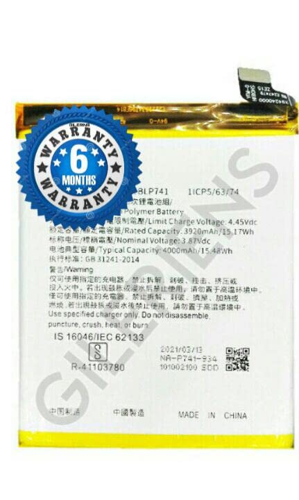 Image of GILERINS Original BLP741 Battery for Realme XT /Realme X2 RMX1921 RMX1992, RMX1993, RMX1991 Battery with 6 Month Warranty and high Capacity Battery Backup.(for Oppo BLP741)
