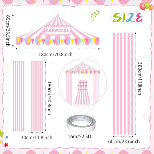 Image of Fanfanwin 4 Pcs Carnival Circus Tent Decorations Carnival Entryway Door Party Decor Awning Hanging Banner Aisle Runners Supply for Circus Theme Birthday Celebration(Exquisite)
