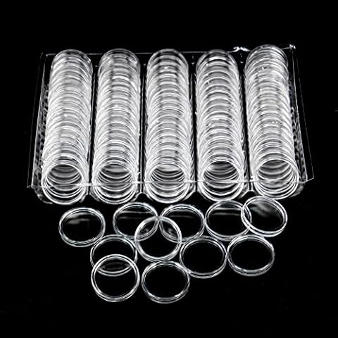 100 Pack 25mm Coin Capsule, Clear Round Plastic Coin Container Capsule, Collection Supplies Container for Coin or NFC Tag Cover