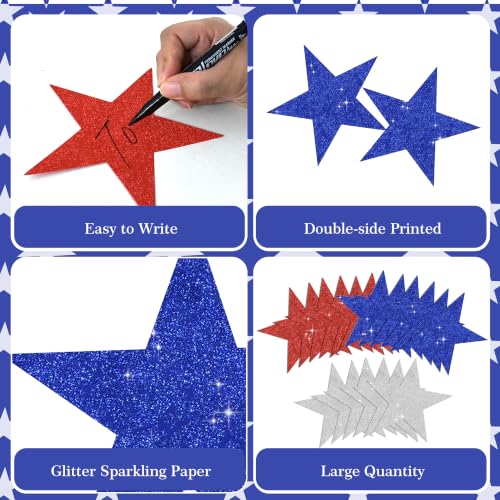 Image of Vuzvuv 6 Inch Star Cutouts Red White Blue Paper for Bulletin Board Decor