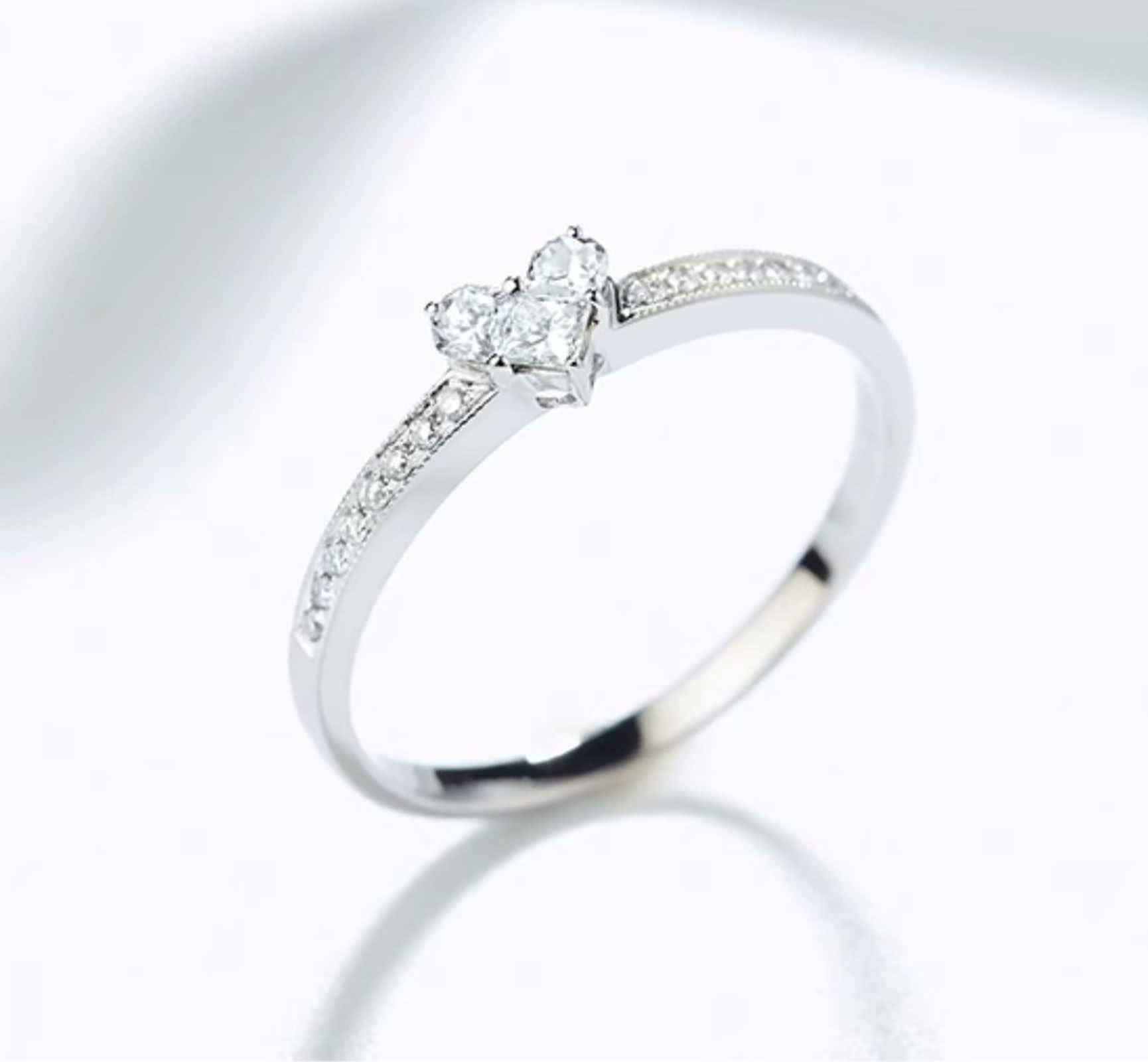 Obrączki ślubne damskie, srebrne, 0,22 ct, diament Pt950 i białe złoto, prezent dla kobiet