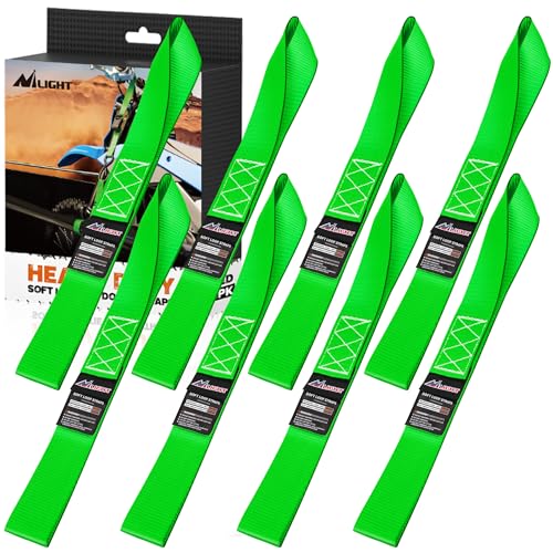 Image of Nilight Soft Loop 1.7 inchx17 inch Motorcycle Tie Down Straps Heavy Duty 12000Lbs Max Break Strength for Securing ATV UTV Kayak Moving Cargo (8PK-Green)