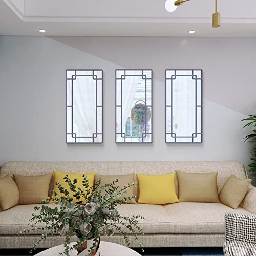 Wonstart 30 X 15 Inch Decorative Mirrors For Wall Decor, Industrial Farmhouse Mirror For Living Room Bedroom Entrance, Grey Metal Frame, Hanging Horizontally/Vertically #TOP1