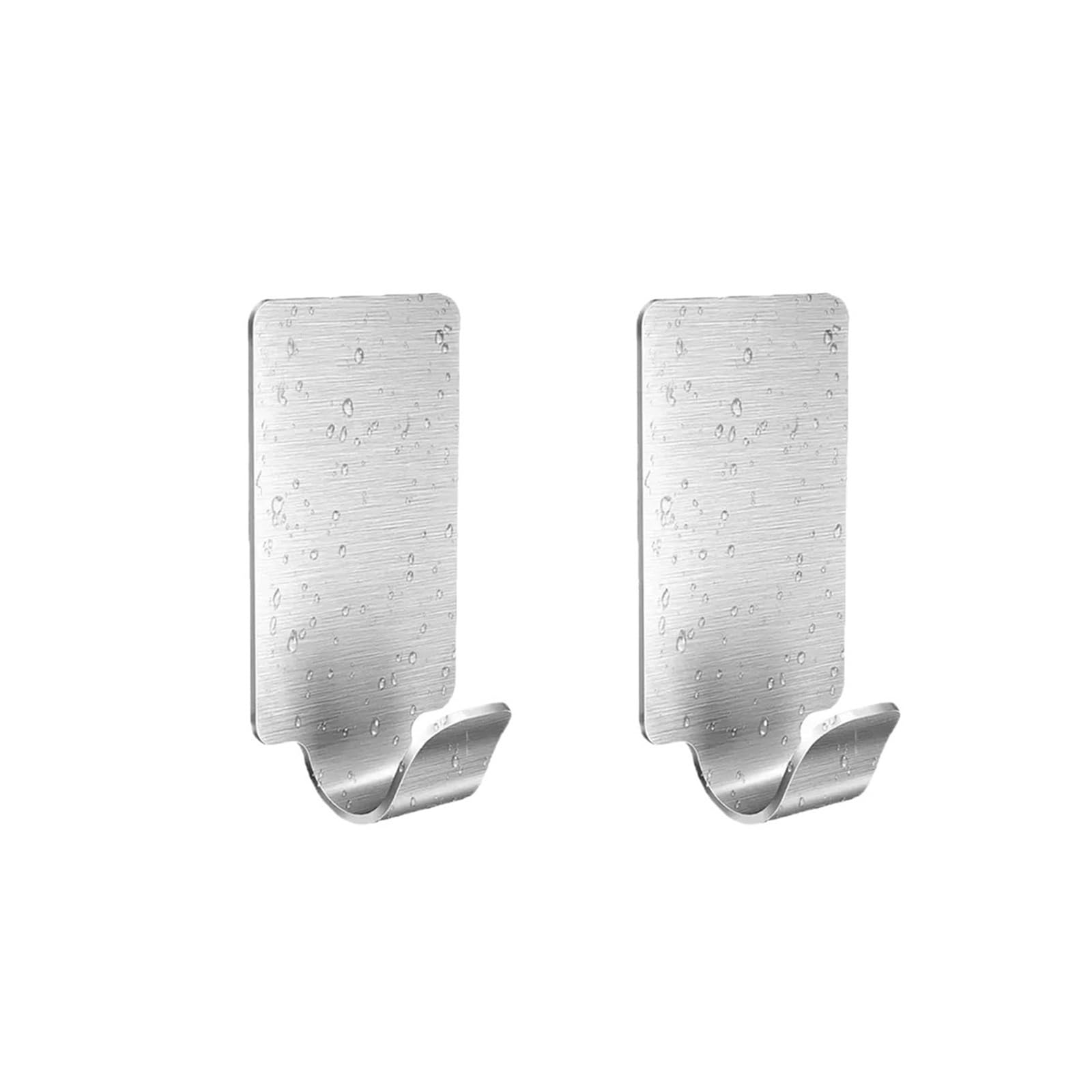 Hrxexsbam 2Pcs Stainless Steel Self Adhesive Hooks, Heavy Duty Wall Hanger, Multi-Purpose Towel Rack Organizer For Bathroom Kitchen(2Pcs)