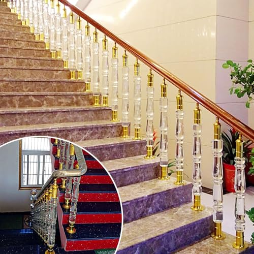 Balaustres de cristal para escaleras interiores y ejes transparentes con postes ajustables 4