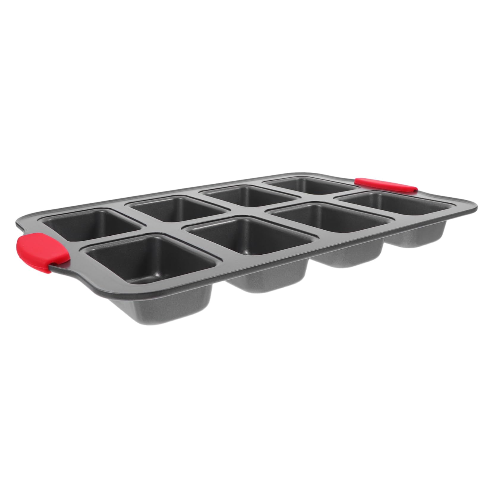 BESTOYARD Molde Rectangular para Bizcocho de Acero Inoxidable, 8 Cavidades, Antiadherente, con Asas Resistentes al Calor, para Hornear en Casa