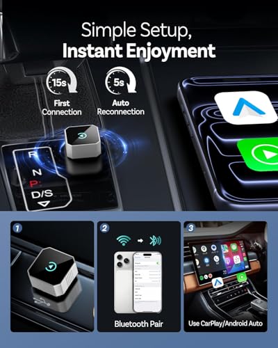 Image of 2026 Wireless CarPlay Adapter for iPhone ＆ Android Auto Mini Wired to Wireless Apple Car Play Adapter Plug & Play Compatible for iPhone iOS 10+ Android 11+ with After 2016 Cars