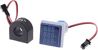 GUMEI Digital 3in1 AC Amperometro Voltmetro Hz Misuratore di frequenza di Corrente Segnale Luminoso Quadrato 22mm Amplificatore di Tensione Digitale Hz Indicatore Lampada a LED con CT