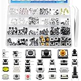 EGSCST 375PCS 26Values Micro Momentary Tactile Push Button Switch Assortment Kit 2 Pins/3 Pins/4 Pins Tact Pushbutton Switches Set