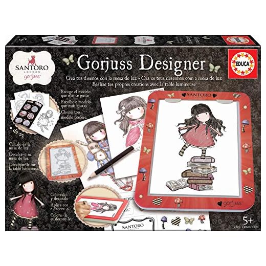 Educa-Gorjuss Designer, (18238) Mesa de Diseño de luz, colorea y decora, incluye adhesivos y libro con modelos, a partir de 5 años