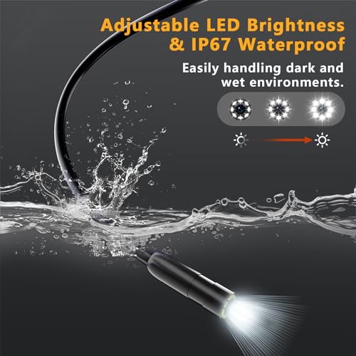 KUUAUX Endoscope Camera with Light, 1080P HD Handheld Industrial Endoscope with 4.3 Inch LCD Screen, IP67 Waterproof, Adjustable LED Lights, Inspection Camera with 16.4Ft Semi-Rigid Cable - Thumbnail 4