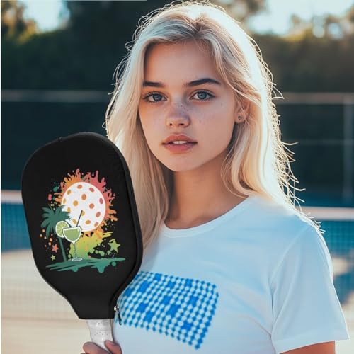 ZCFYGDX Pickleball Paddle Cover Polyester with Zipped Closure, Covers Fit All USAPA Approved Paddles, 2pc Universal Pickle-Ball Racket Case Only, Durable Equipment, Coconut Tree Pickleball Print