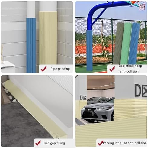 Basketball Pole Padding - Anti-Collision Garage Column Protector, Wrap-Around Pads for Car & Pipe Safety, Sizes (Gray, 9pcs)