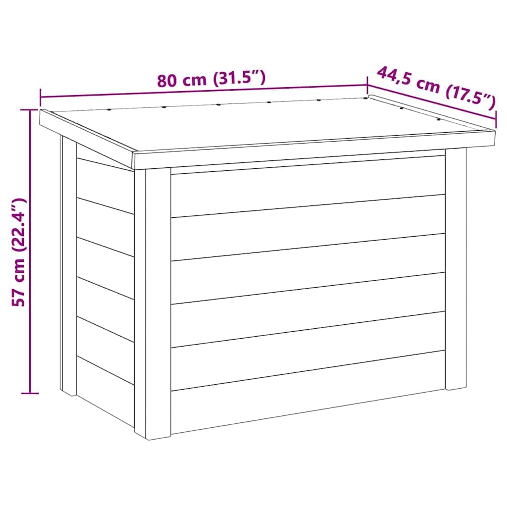 Aufbewahrungsbox Natur aus imprägniertem Kiefernholz 80 x 44,5 x 57,5 cm mit viel Stauraum, für Garten, Terrasse, Balkon und Wohnzimmer, vielseitige Lagerbox für Kissen und Werkzeuge