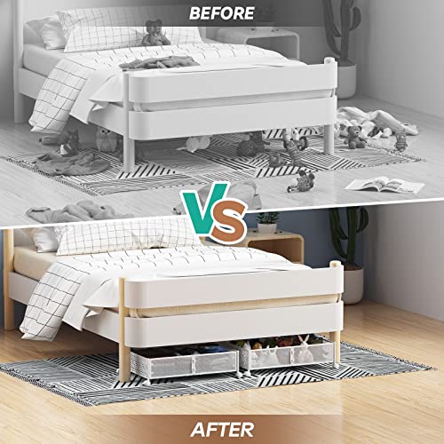 Under Bed Storage, Under the Bed Storage Containers with Wheels, Under Bed Shoe Storage Organizer Drawer for Bedroom Clothes Shoes Blankets -2Pack - Thumbnail 7