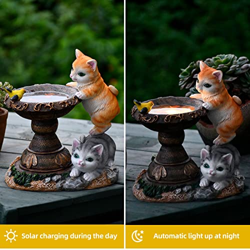 Gardenfans Cat Garden Figurines Outdoor Decor, Outdoor Solar Statue With Led Lights For Patio,Lawn,Yard Art Decoration, Housewarming Garden Gift (Multicolor) #TOP1