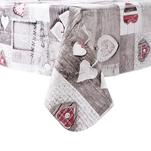 vortiara Valentine's Day Tablecloth 60'' X 120'' Disposable Vinyl Tablecloths with Flannel Backing Wipeable Spillproof Plastic Table Cover PVC Waterproof Table Cloth for Indoor Outdoor