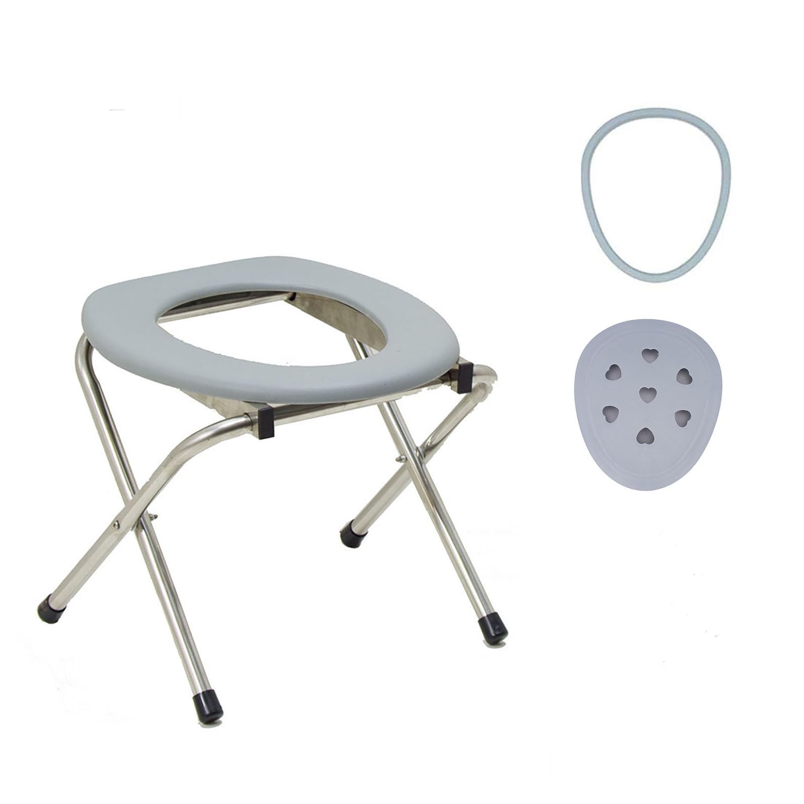 NEWFUN toilettenstuhl klappbar, 100KG,Toilettenstuhl mit Bezug, Plastiktüte und Plastikring, einfach und ohne Werkzeug zu montieren, für den Hausgebrauch und Camping geeignet