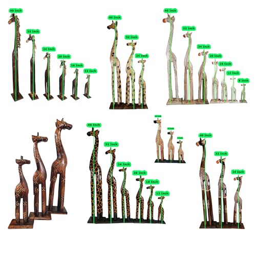 Estatua de jirafa artesanal de madera 32 pulgadas miniatura 5
