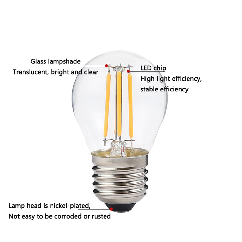 Paquete de 10 Bombillas LED Retro E27, Bombilla LED Transparente G45 de Alto Brillo y Ahorro de energía de 8 W, Blanco cálido 2700 K, 800 LM para iluminación Interior y Exterior, no Regulable