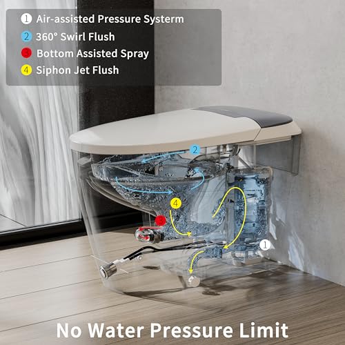 Casta Diva Cd-W10V Non-Electric One Piece Elongated Bidet Toilet For Bathroom, Built-In Air Pressure-Assisted System For Power Flush,Footkick Flush,Soft Open And Close thumb #1