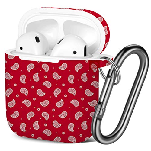 Protection AirPods 1 et 2 en gel TPU antichoc souple avec porte-clés rouge
