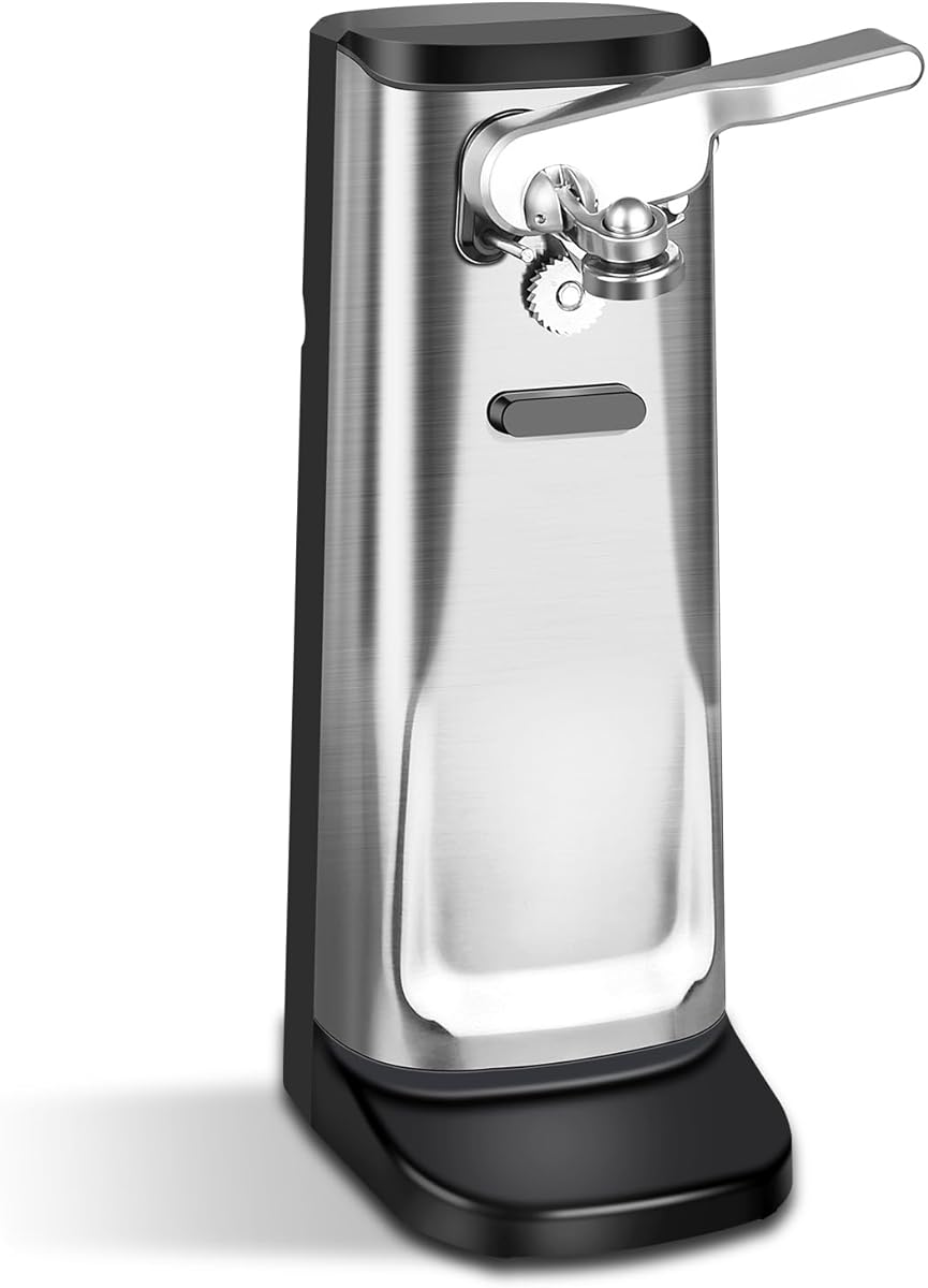 Davivy Can Opener Electric Stainless Steel, Large Tall Can Opener with Knife Sharpener,Stand Up Electric Can Opener for Seniors, Heavy Duty, RED (Black)