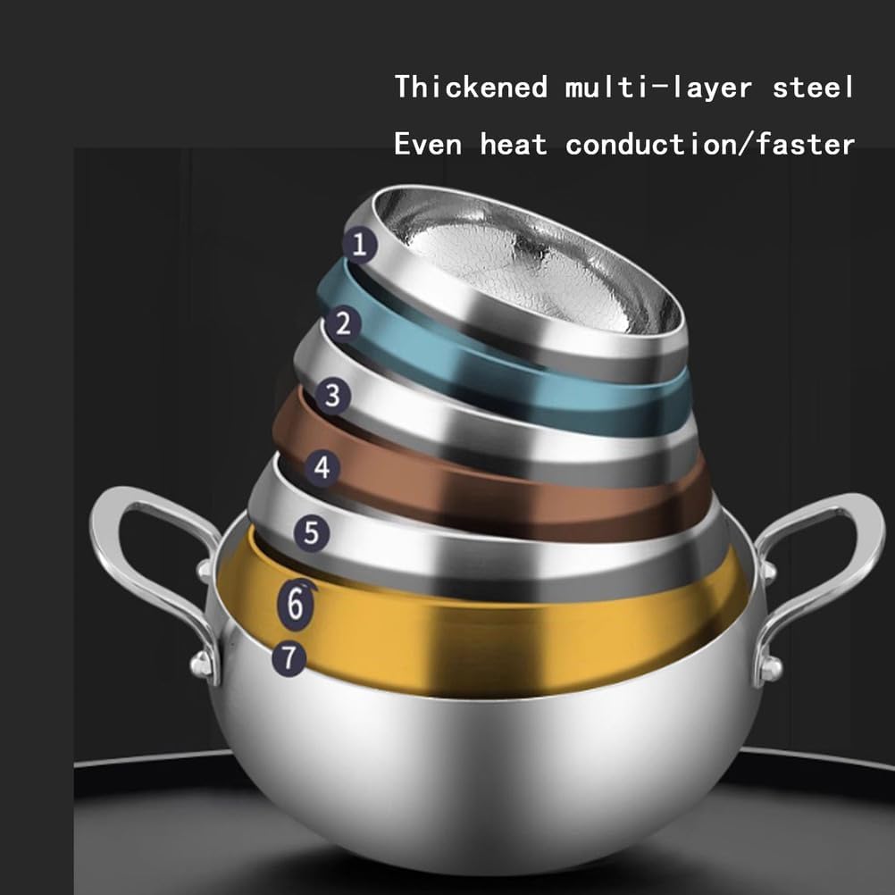 Titanium Hammered Soup Pot, Nonstick Soup Pot, Large Cooking Pot with Lid, Heavy Duty Induction Cooking Pot, Sturdy & Double Handle, Dishwasher Safe,with Steamer,9.44 in