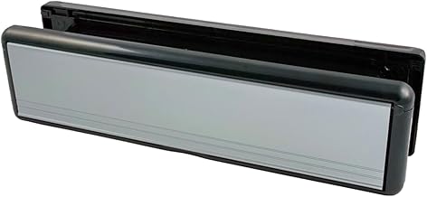 10" UPVC Sleeved Door Letter Box Plate - Silver Flap with Black Surround (20-40mm)