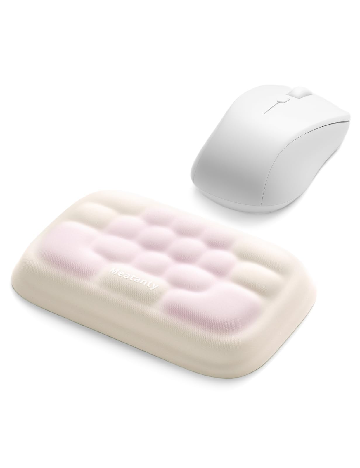 Meatanty Ergonomic Mouse Wrist Rest Pad: 2-in-1 Memory Foam & Cooling Gel, WFH/Gaming/Programming Hand Support, Anti-Slip Base for Office/Mac/Laptop, Prevent & Relieve Carpal Tunnel Pain (White&Pink) โ image 1