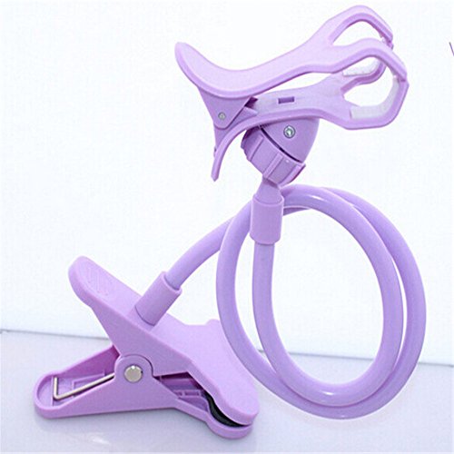 SHINA Soporte para Teléfono Brazo Largo Perezoso Flexibles Cuello de Cisne Universal para Móviles de 3,5-6,3" para el Dormitorio, la Oficina, la Cocina (Morado)
