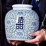 Pot de gingembre fait à la main : Le design de ce pot à gingembre exquis avec un couvercle est dérivé de l'ancienne tradition chinoise du bleu et du blanc et est fabriqué à partir de porcelaine de haute qualité et peint à la main par des artisans expérimentés. Plein d'élégance simple, de goût rétro et rustique.