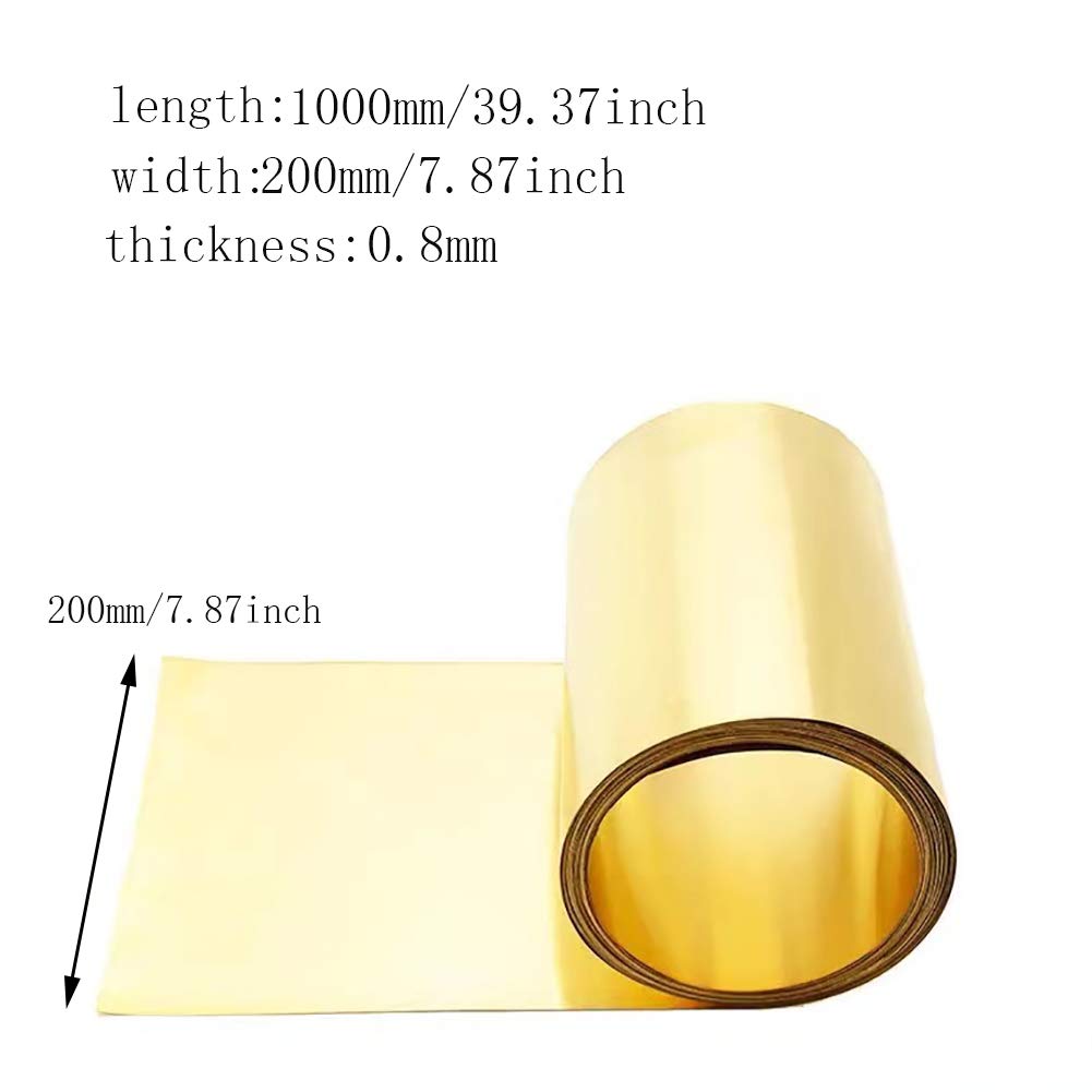 Arkusz blachy mosiężnej, arkusz folii mosiężnej, szerokość 200 mm, panele do spawania i obróbki metali(0.8mm*200mm*1m)