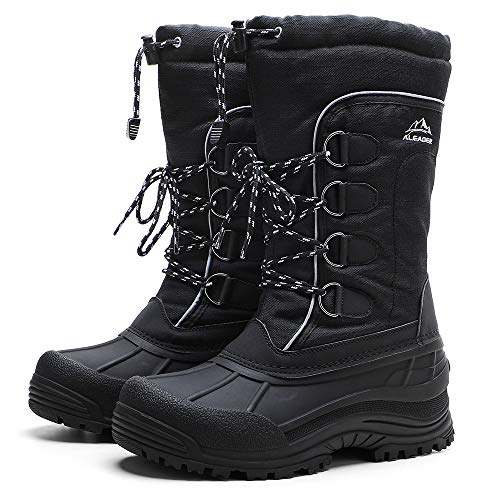 ALEADER Insulated Snow Boots For Men, Waterproof Cold Weather Winter Shoes Boots Black 7 D(M) US