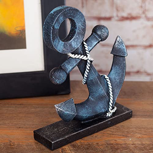 Vintage Nautical Anchor Figurine Resin Boat Anchor Status Sculptures Anchor Model Statue Ornament For Home Garden Tabletop Decorations (Blue) #TOP5