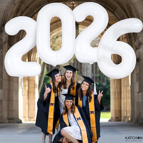 Image of White 2026 Balloons 42 Inch, Giant - White Graduation Decorations 2026, Foil Number 2026 Graduation Balloons Class of 2026 Decorations | Graduation Party Decorations | Prom Decorations 2026, Katchon